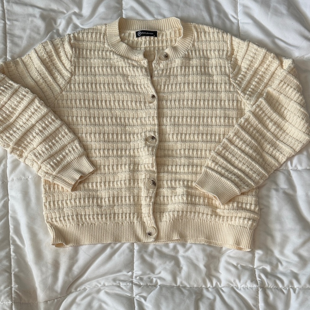 Pretty Garden Cream Textured Cardigan